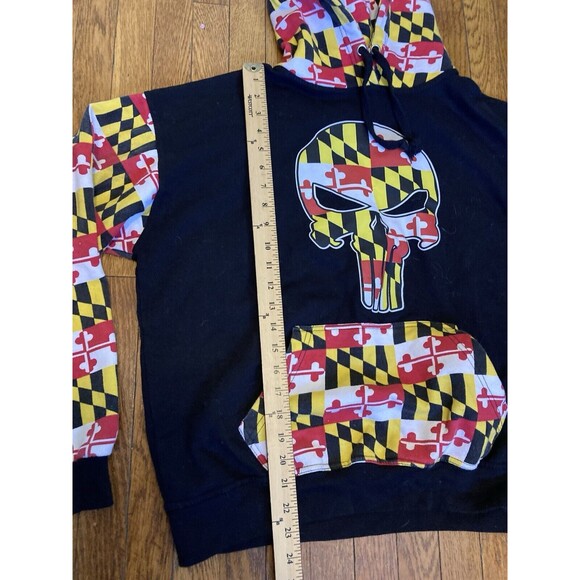 Maryland Flag & Skull Hoodie Hooded Sweatshirt Mens Large NASCAR - Picture 4 of 9
